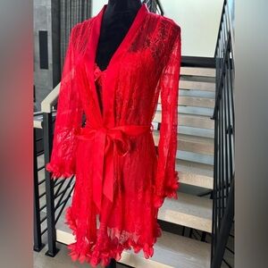 Elegant Red Lace Lingerie Set